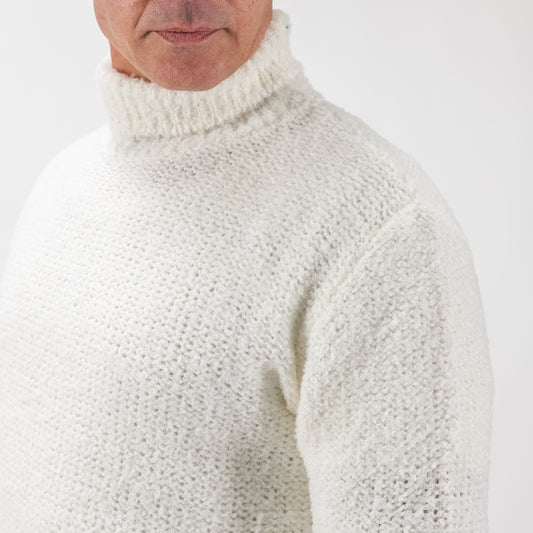 Maglione collo alto bouclè - Panna