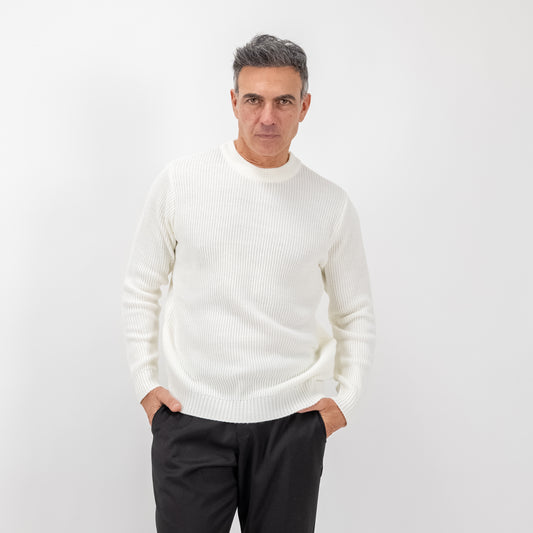 Maglione girocollo in misto lana - Panna