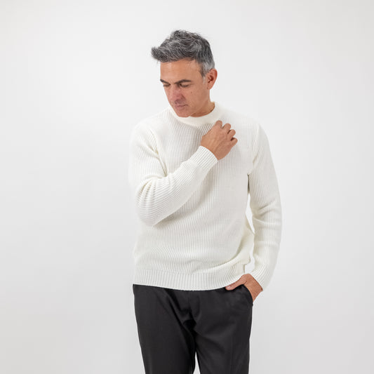 Maglione girocollo in misto lana - Panna