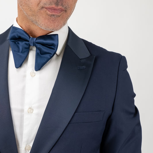 Smoking monopetto con rever a lancia - Blu