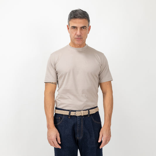 T-shirt in Filo di Scozia vestibilità aderente - Beige