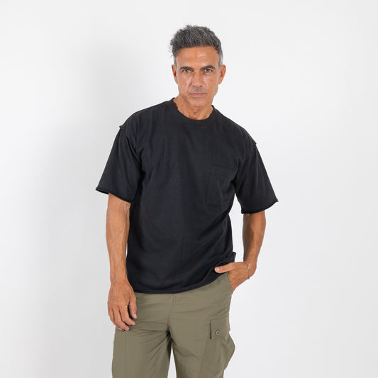 T-shirt manica corta taglio vivo - Nero