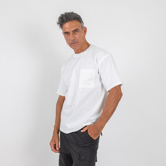 T-shirt manica corta taglio vivo - Bianco