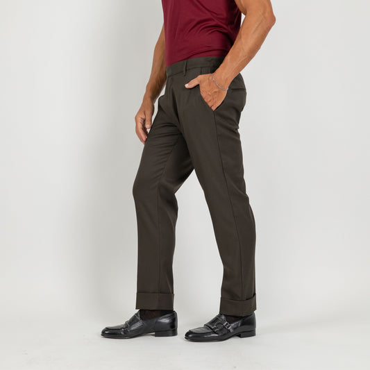 Pantalone classico con risvolto alto - Verde