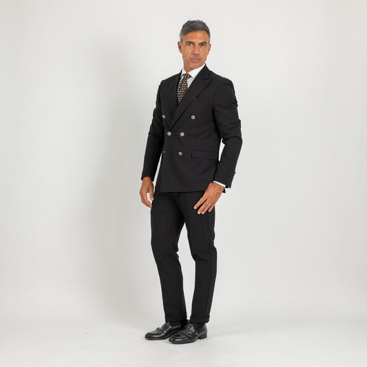 Traje cruzado con botones dorados - Azul royal