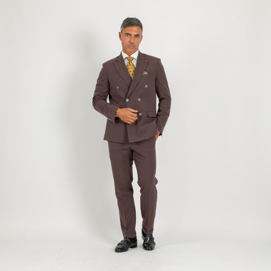 Abito doppio petto con pantalone con bustino - Moro