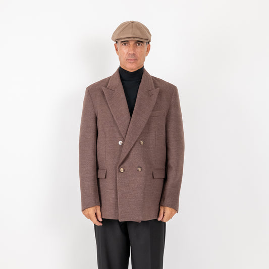 Cappotto corto doppiopetto oversize - Moro