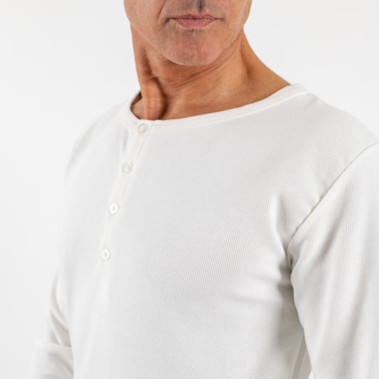 Maglia serafino con bottoni tono su tono - Bianco