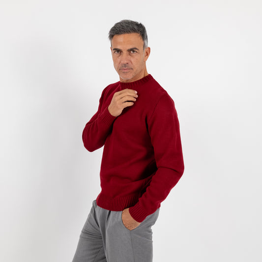 Maglia girocollo in misto lana - Bordeaux