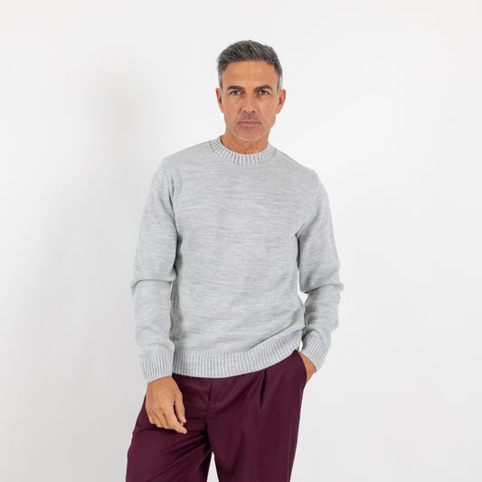 Maglia girocollo in misto lana - Grigio