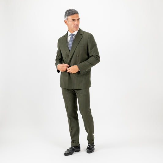 Abito doppiopetto gessato - Verde Militare