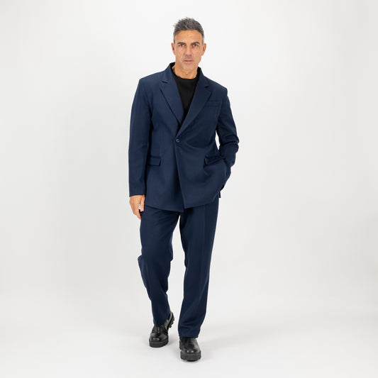 Abito oversize con bottone singolo - Blu Notte