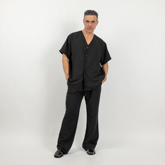 Coordinato effetto lino - Nero
