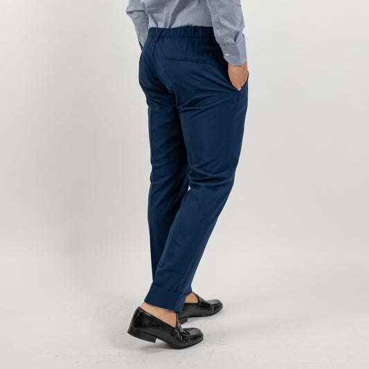 Pantalone classico con risvolto alto - Blu
