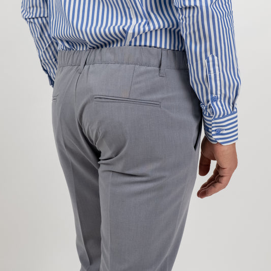 Pantalone classico con risvolto alto - Grigio