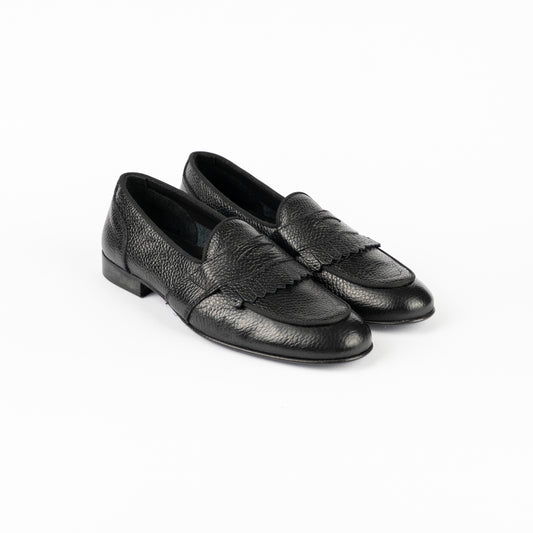 Mocasín de ante con doble hebilla - Negro