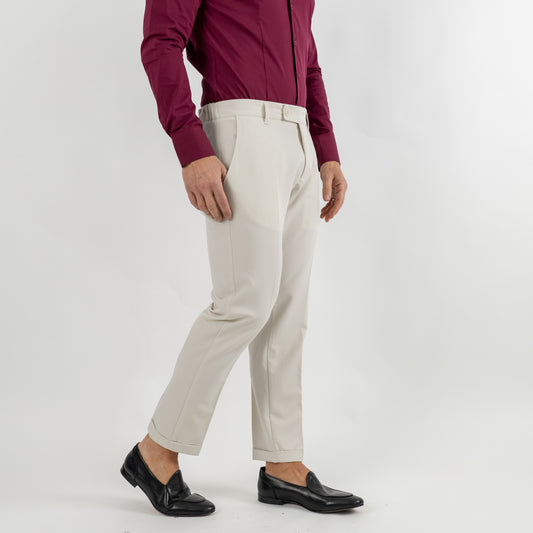 Pantalone classico con molla sul retro - Avorio