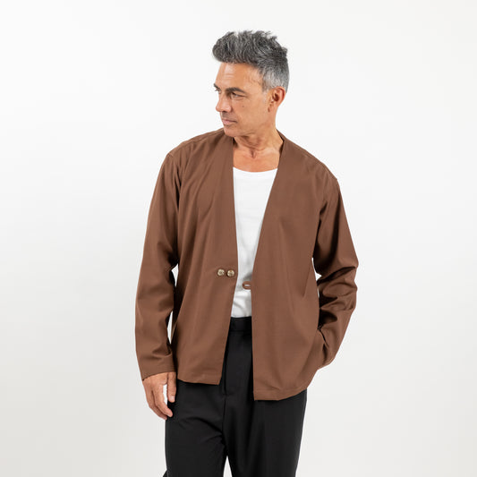 Giacca doppiopetto scollo a V - Moro