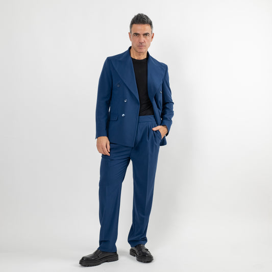 Abito doppiopetto con rever largo - Blu Navy