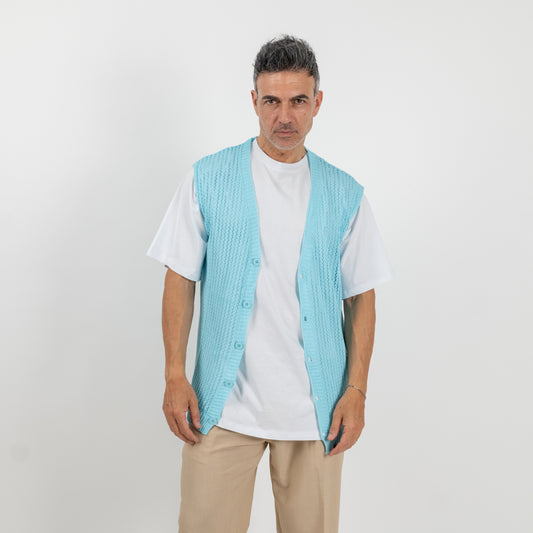 Smanicato traforato - Turchese