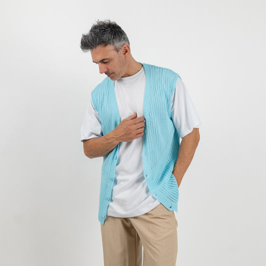 Smanicato traforato - Turchese