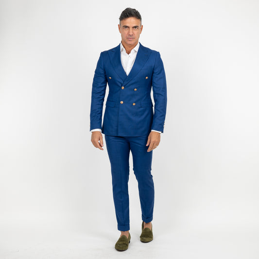 Abito doppio petto bottoni oro - Blu royal