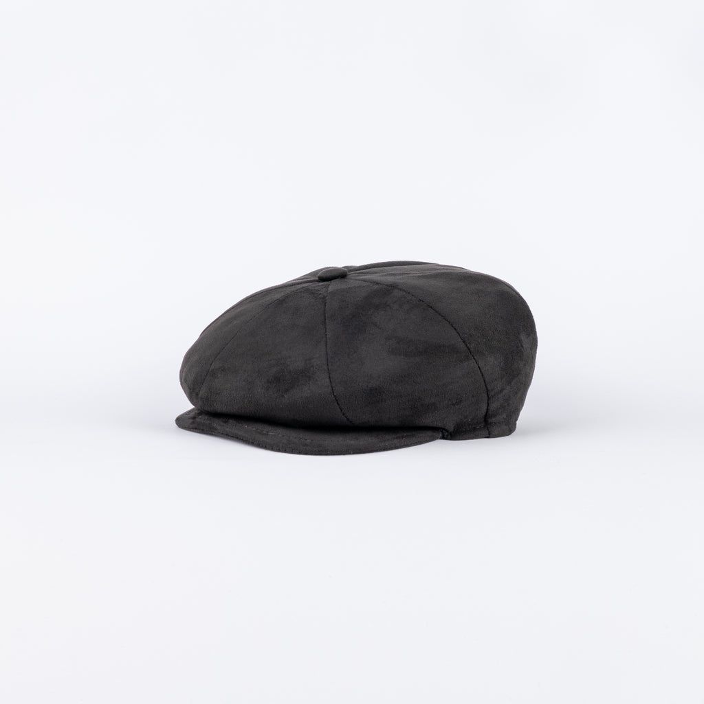 Schiebermütze aus Wolle in Satin-Optik - Schwarz