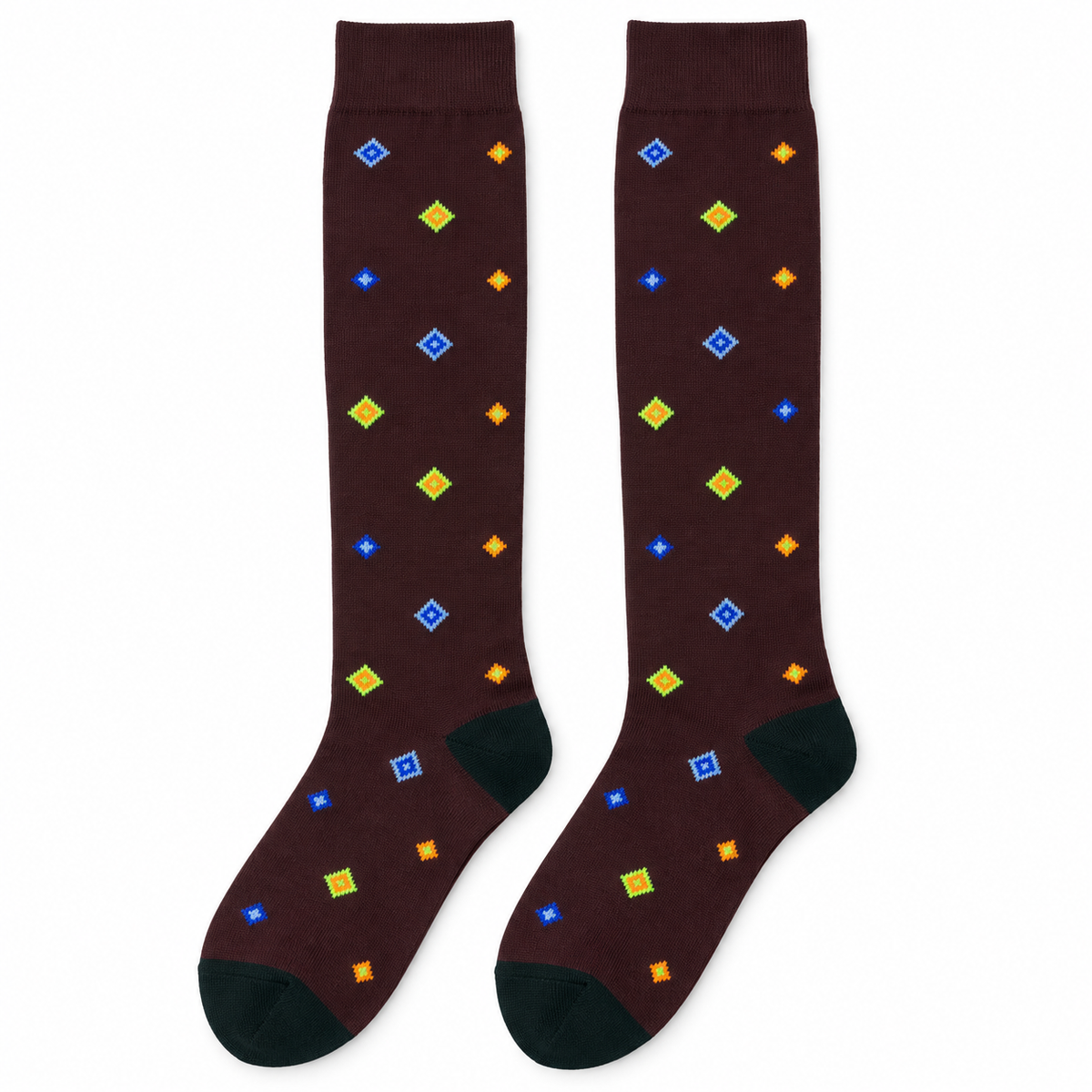 Lange Socken aus warmem Baumwollmix - Weinrot