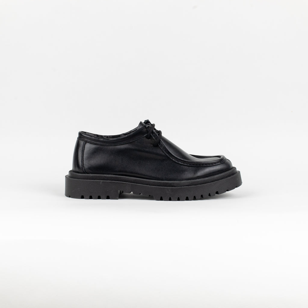Semi-gloss lace-up engineer college loafer - Black