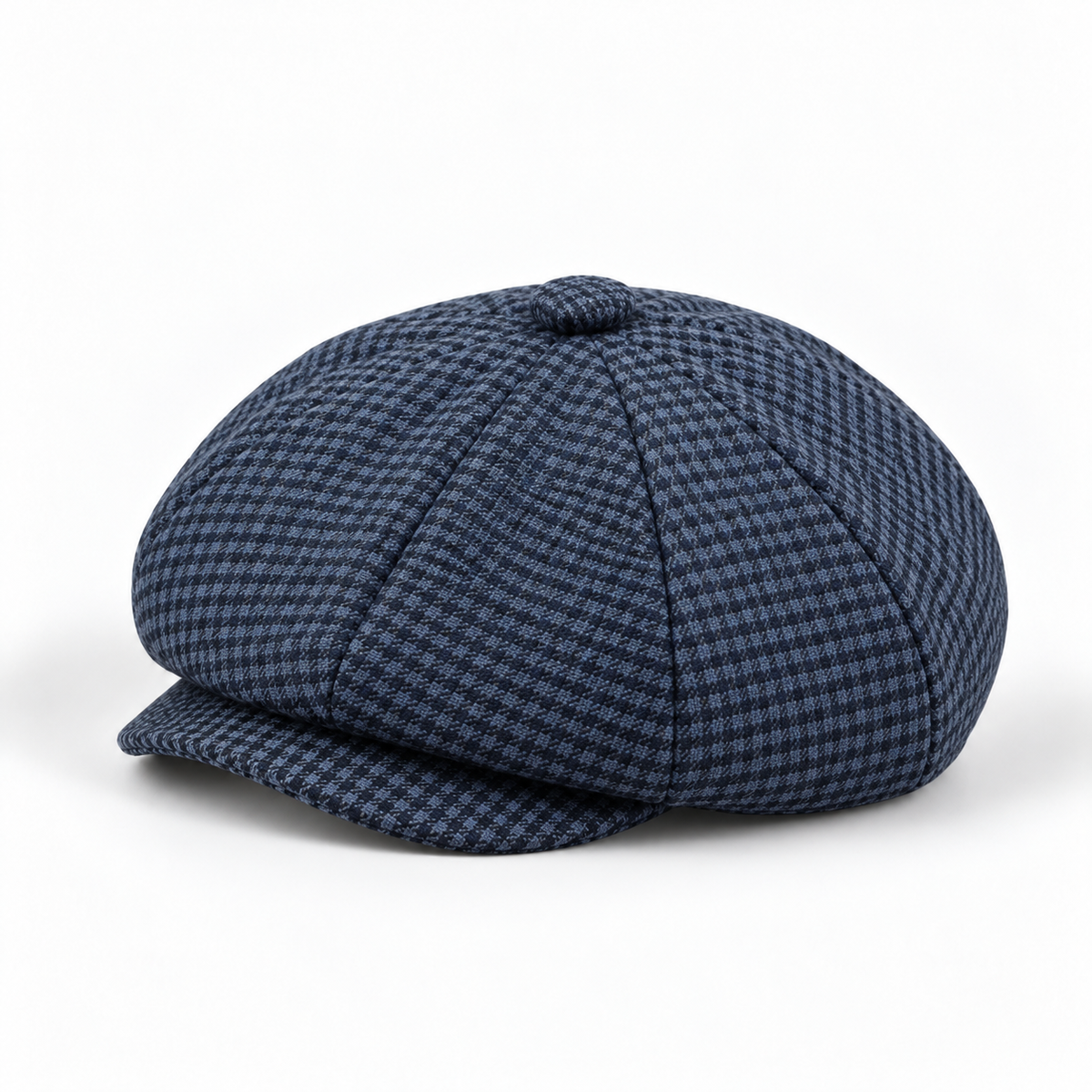 Casquette en laine pied-de-poule - Bleu