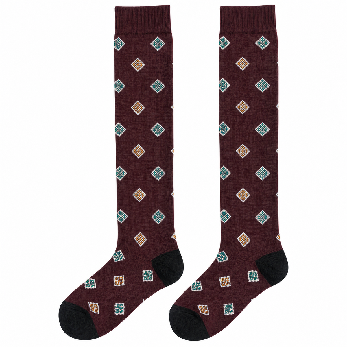 Lange Socken aus warmem Baumwollgemisch - Weinrot
