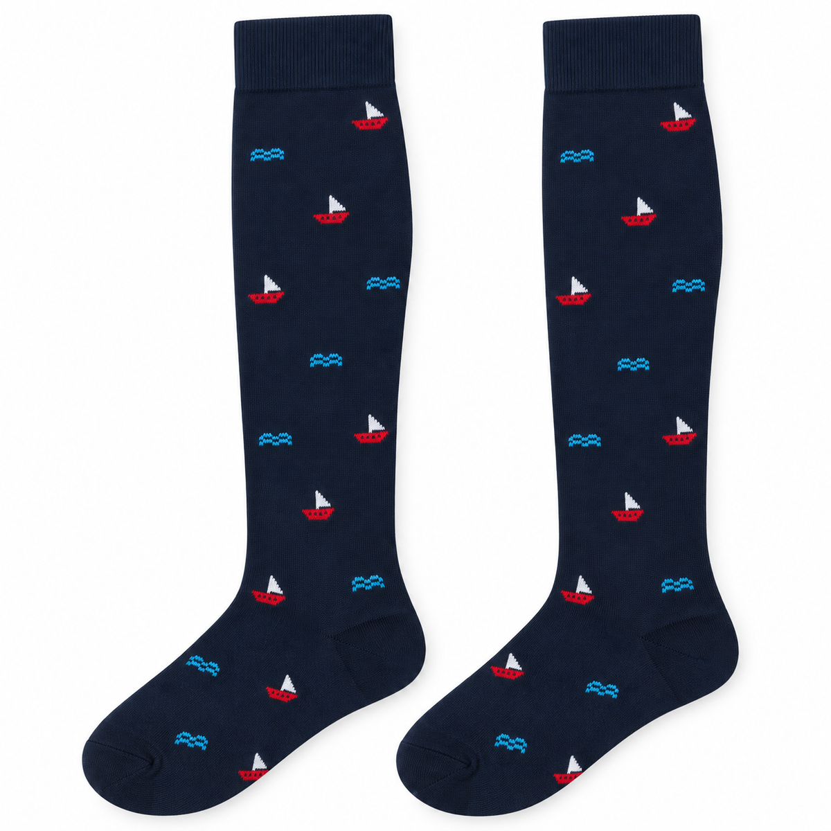 Lange Socken aus warmem Baumwollmix - Nachtblau