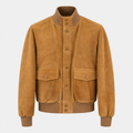 Bomber con bottoni in Vera Pelle Crosta