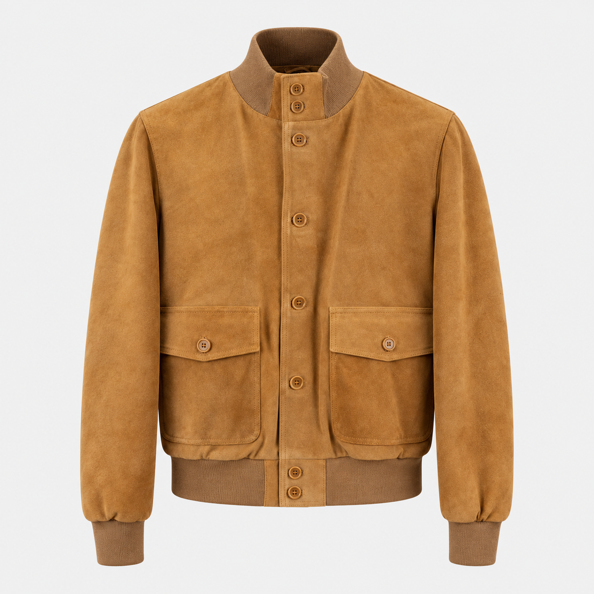 Bomber con bottoni in Vera Pelle Crosta