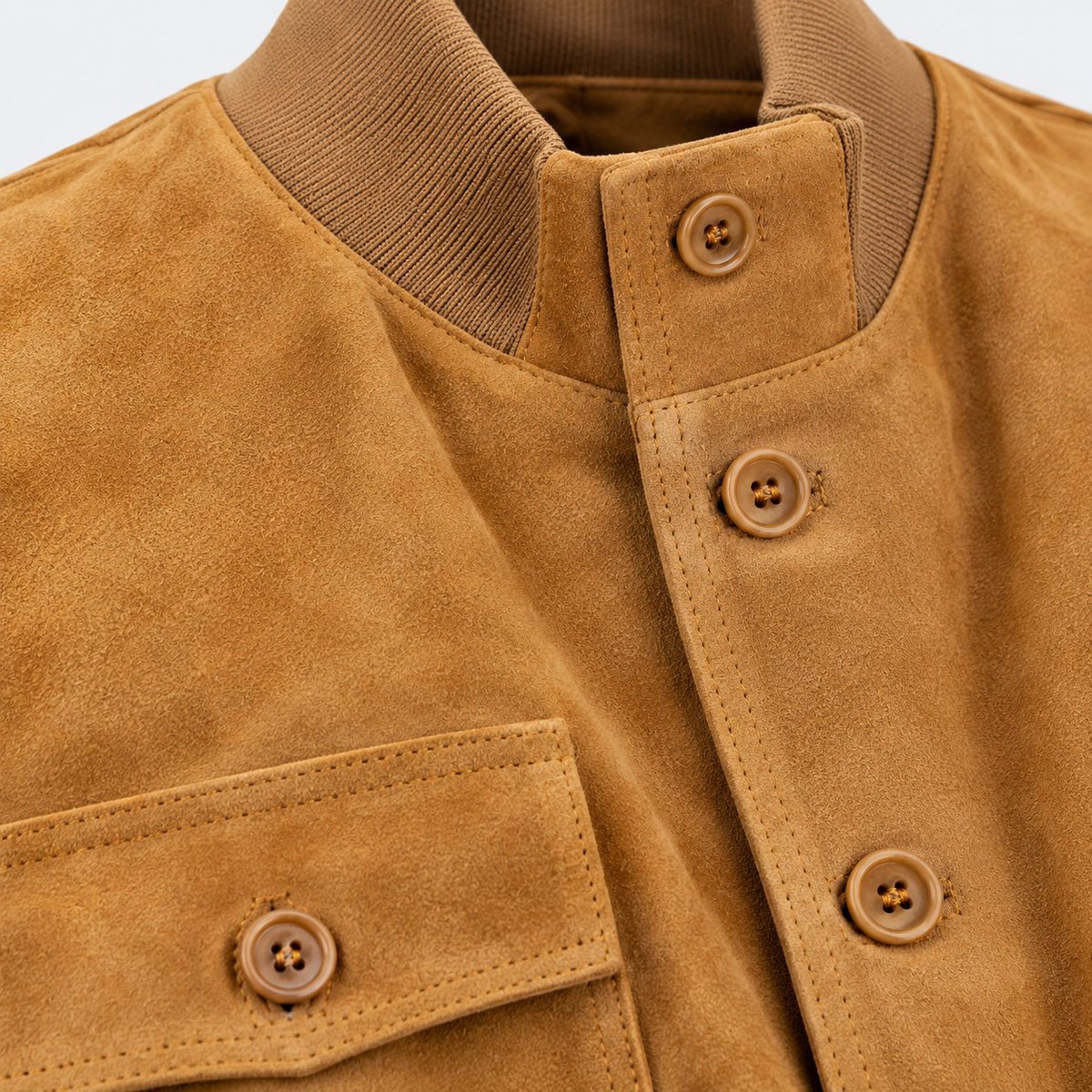Bomber con bottoni in Vera Pelle Crosta