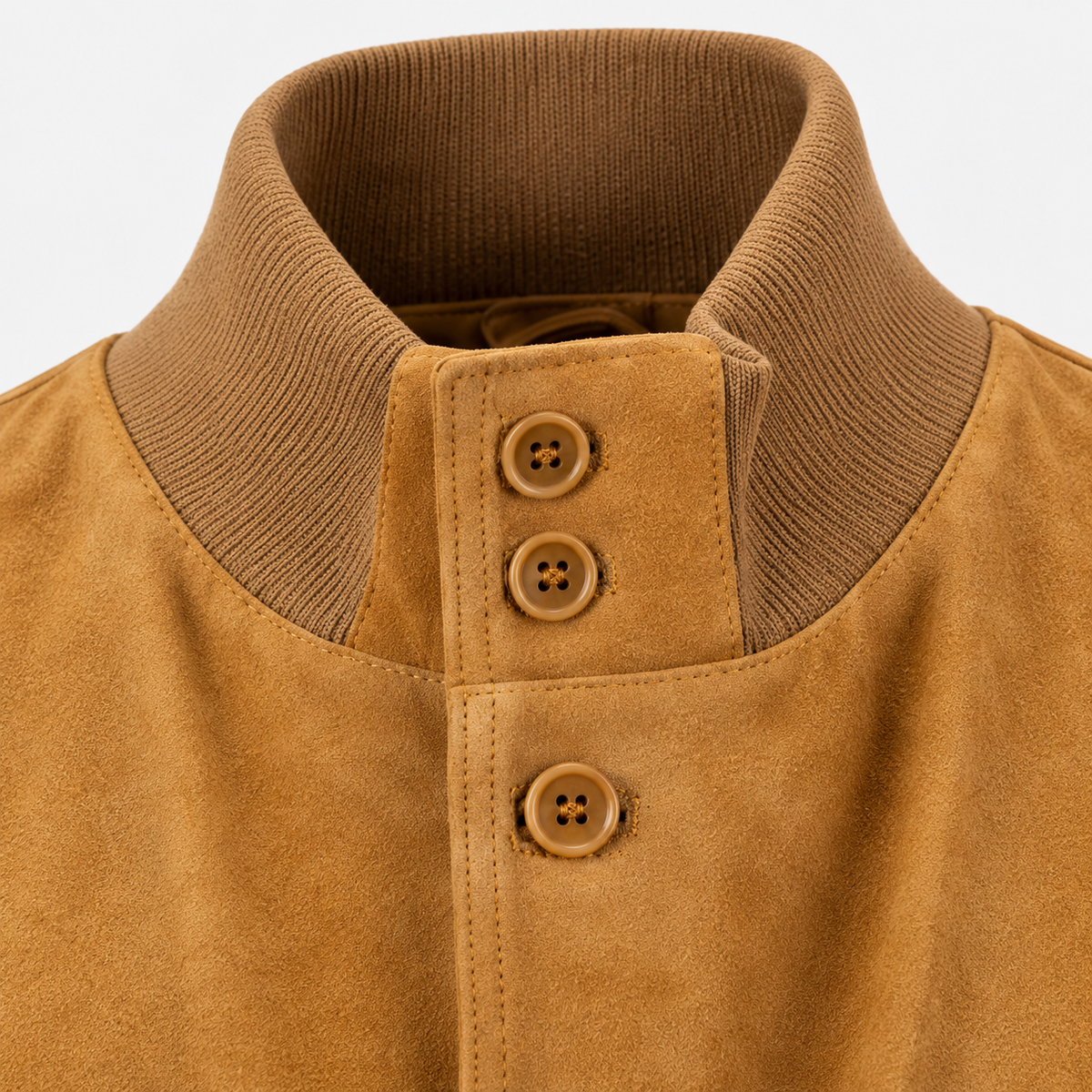 Bomber con bottoni in Vera Pelle Crosta