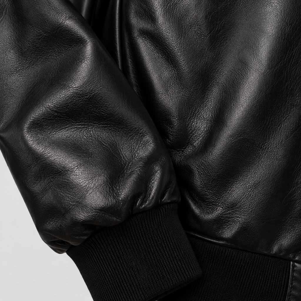 College oversize in Vera Pelle - Nero