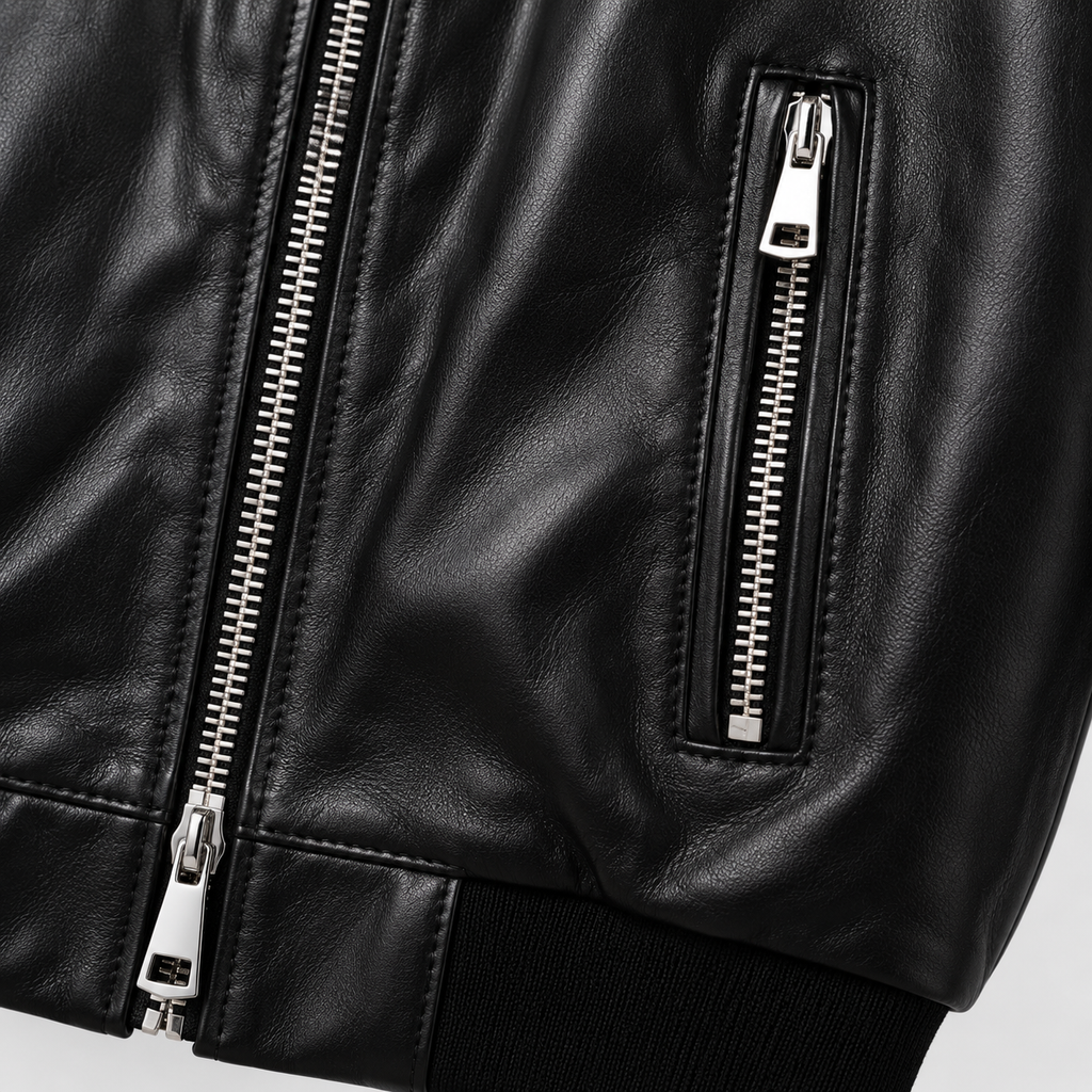College oversize in Vera Pelle - Nero