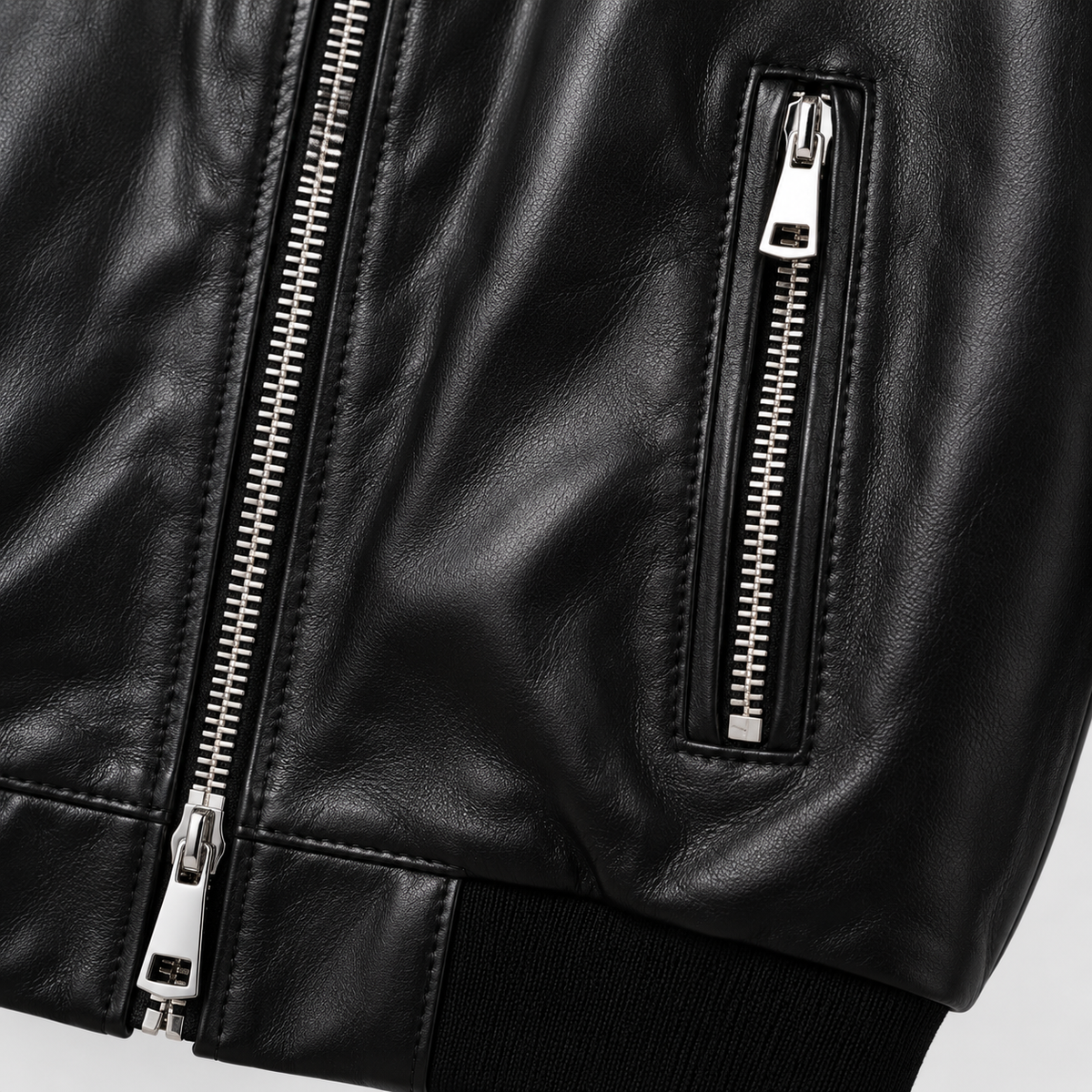 College oversize in Vera Pelle - Nero