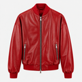 College oversize in Vera Pelle - Rosso