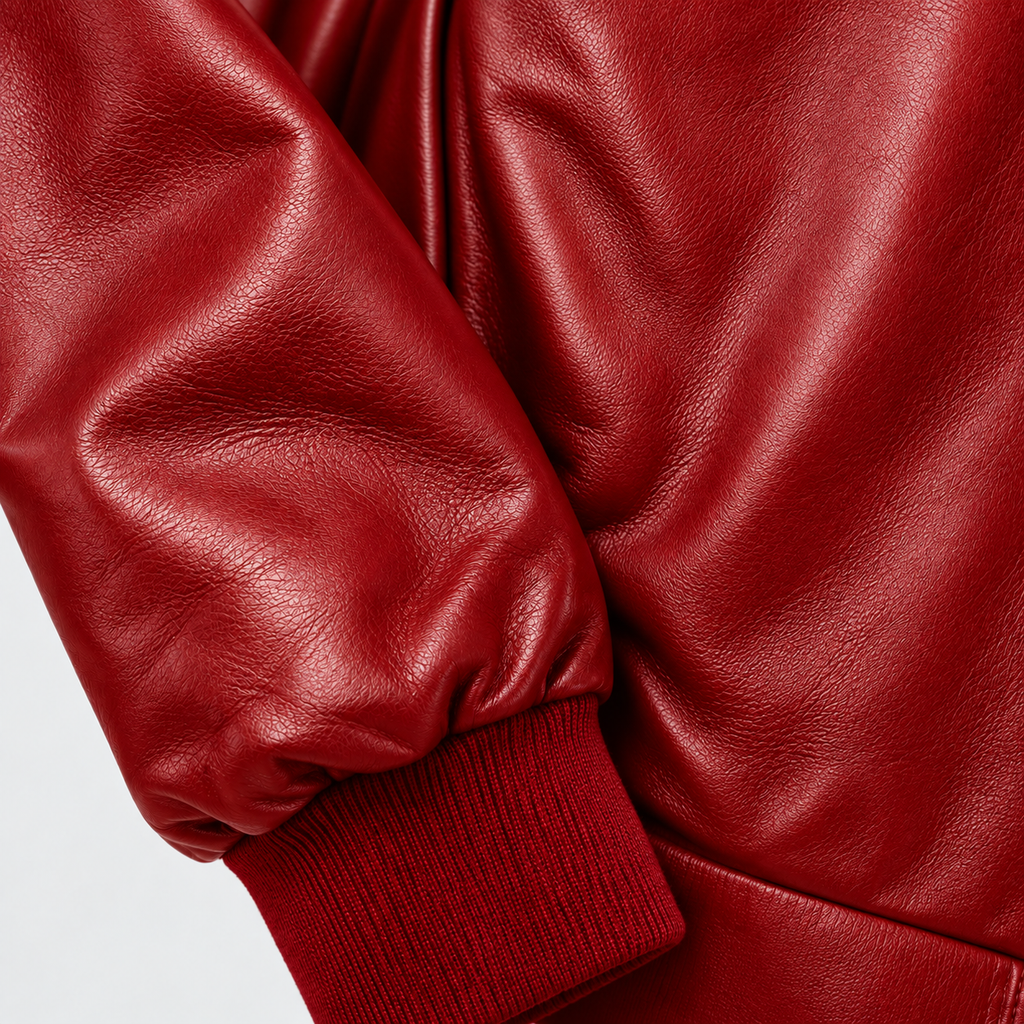 College oversize in Vera Pelle - Rosso