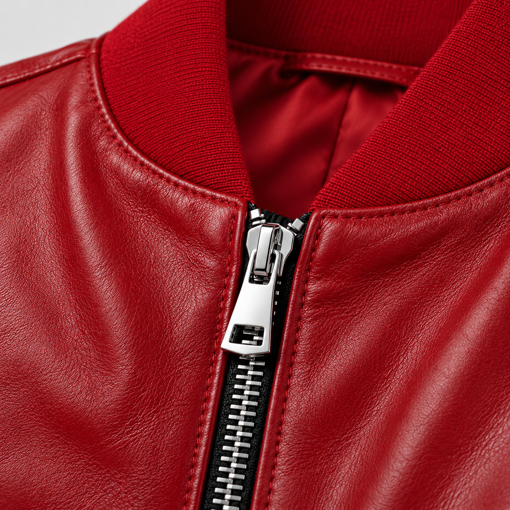 College oversize in Vera Pelle - Rosso