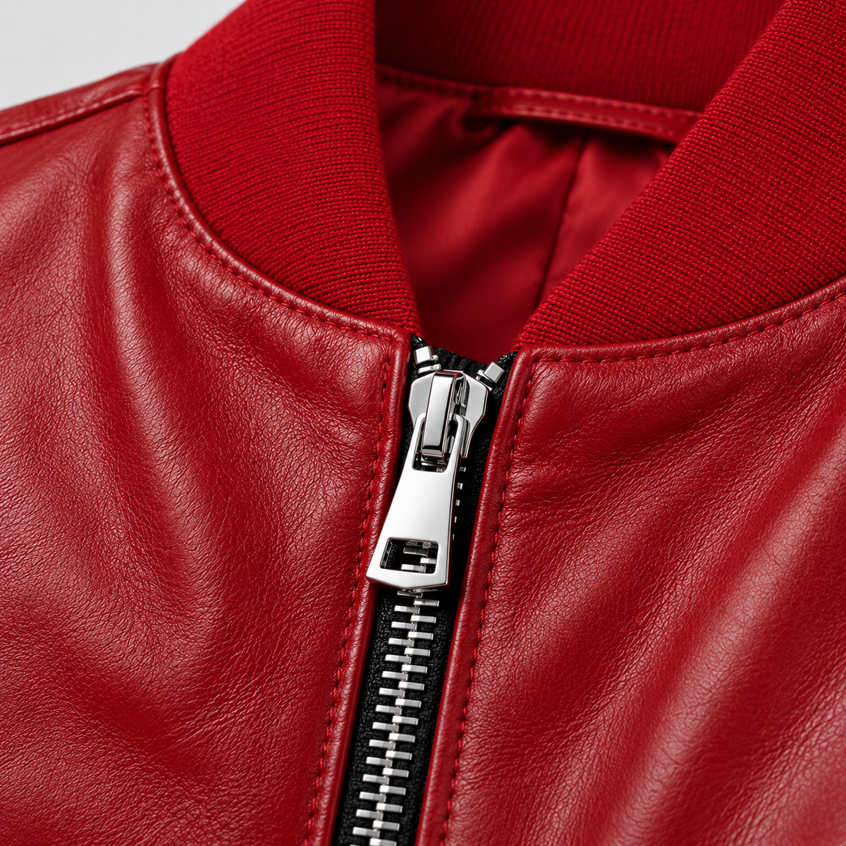 College oversize in Vera Pelle - Rosso
