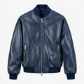 College oversize in Vera Pelle - Blu washed