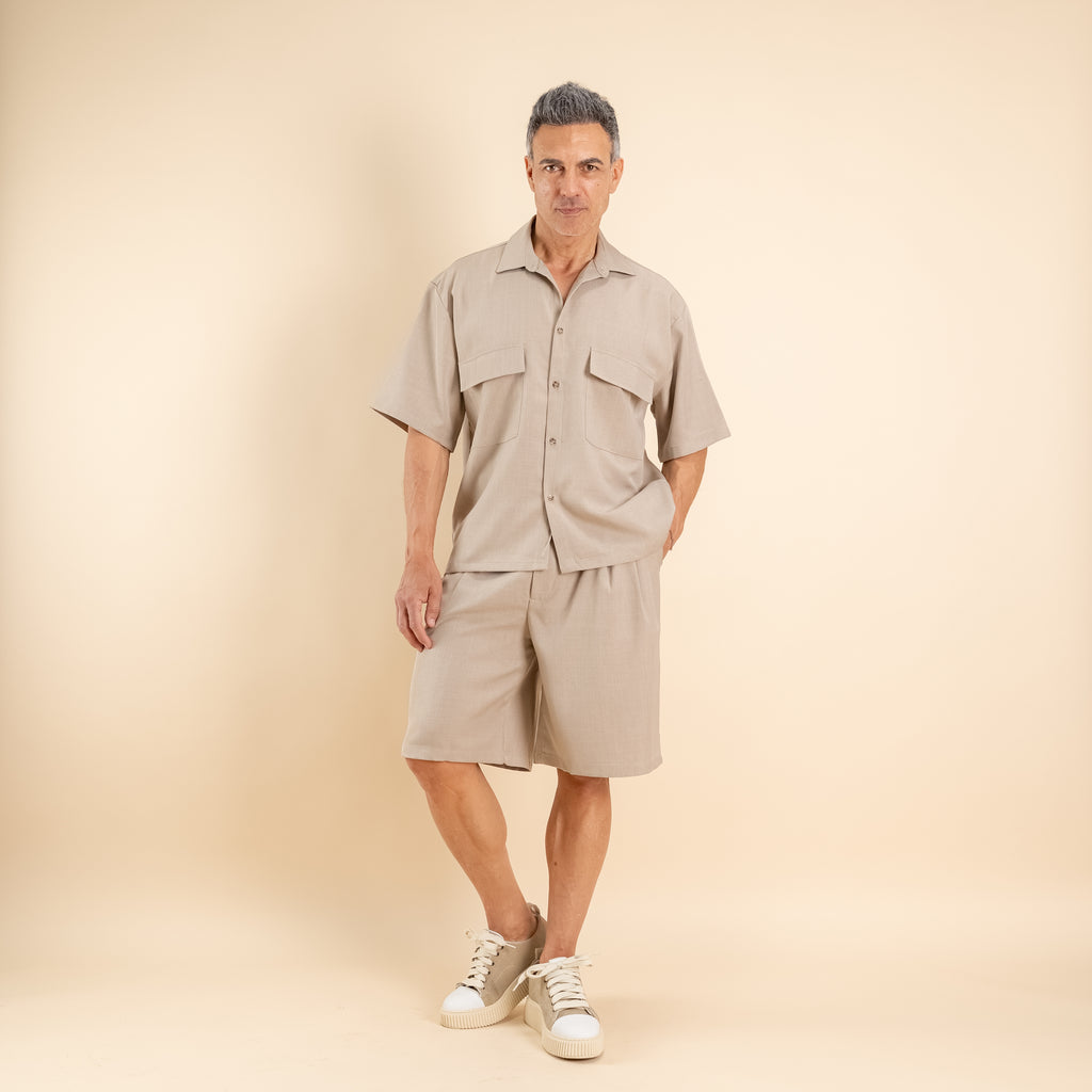 Coordinato con bermuda con lacci - Fango