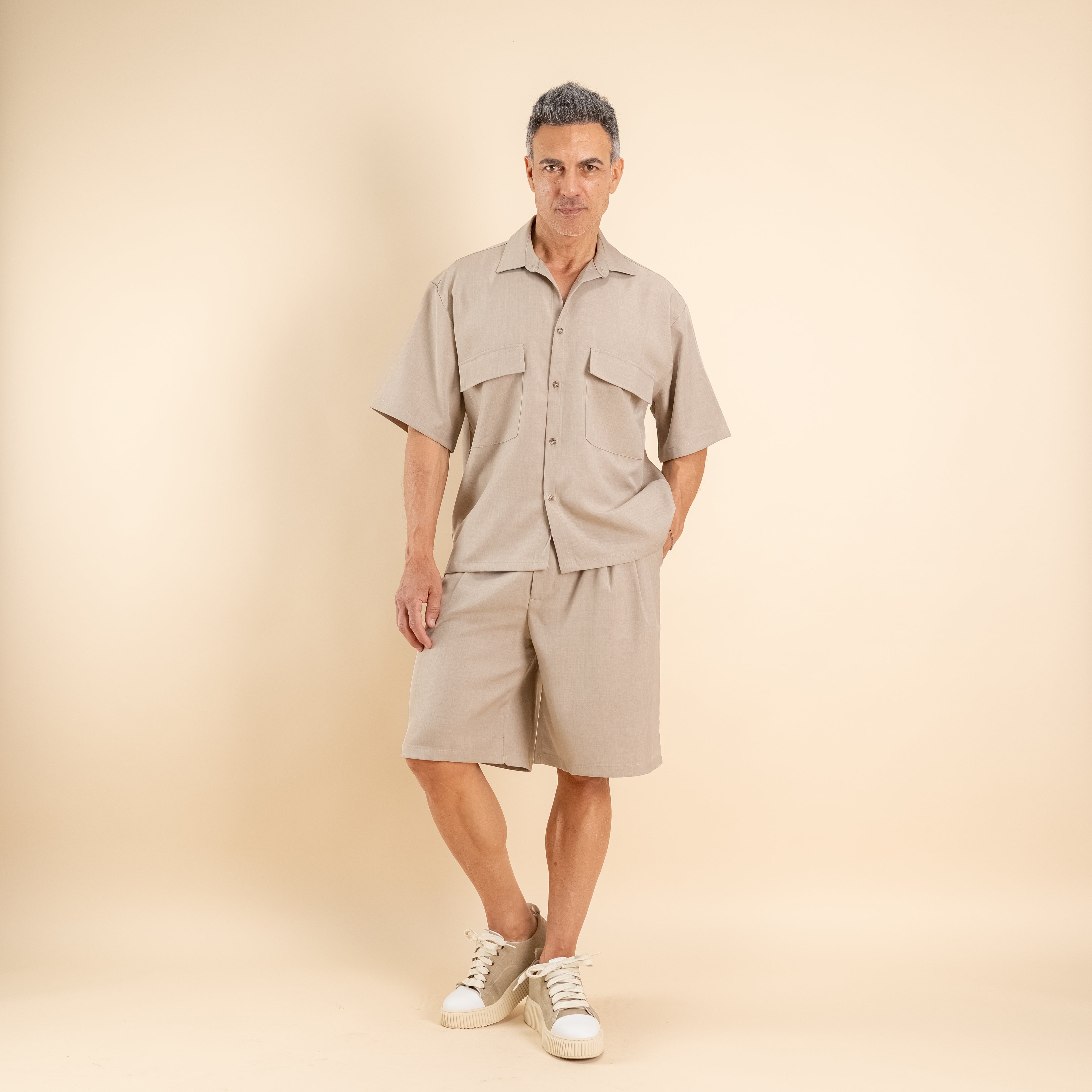 Coordinato con bermuda con lacci - Fango