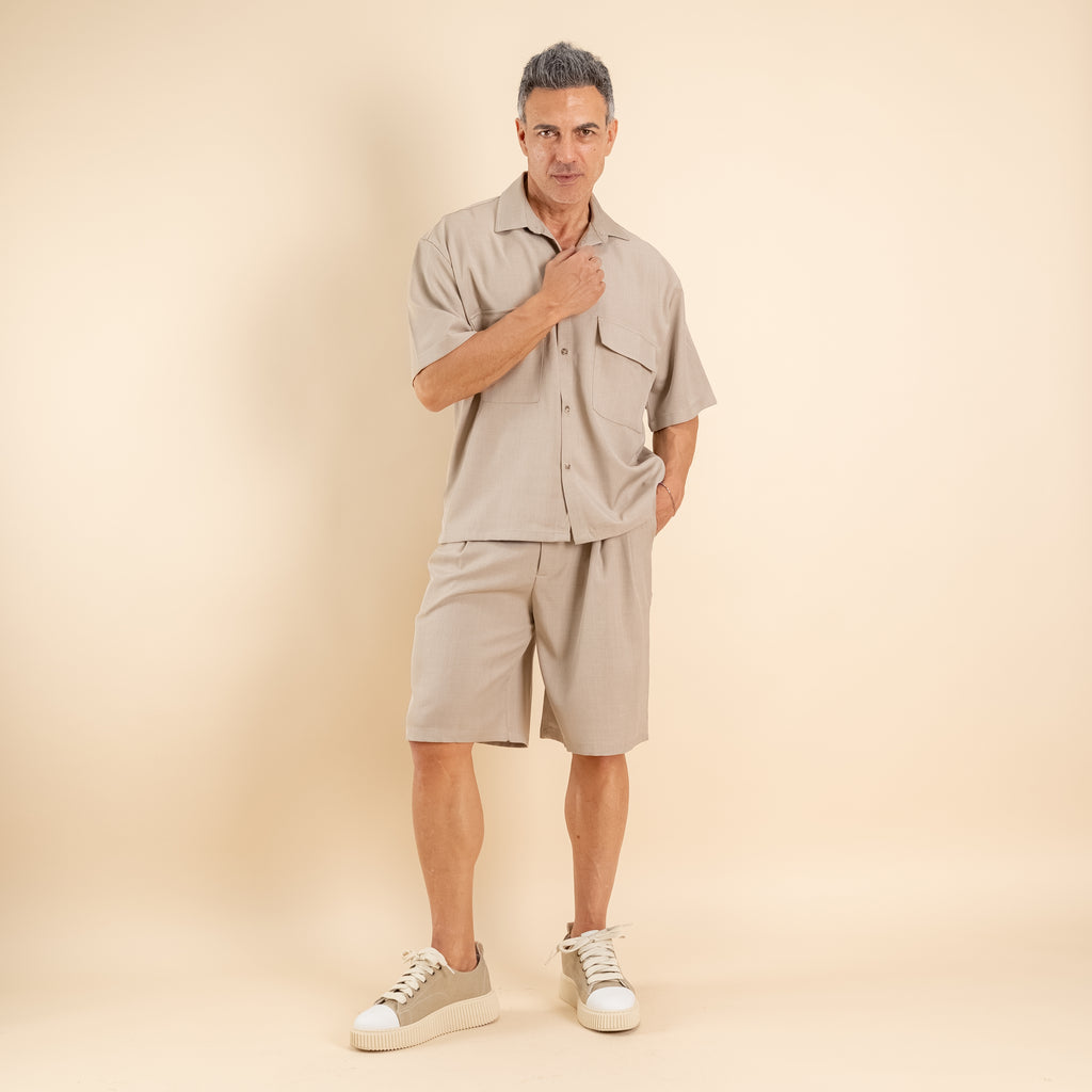 Coordinato con bermuda con lacci - Fango