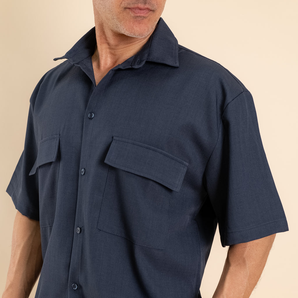 Coordinato con bermuda con lacci - Blu