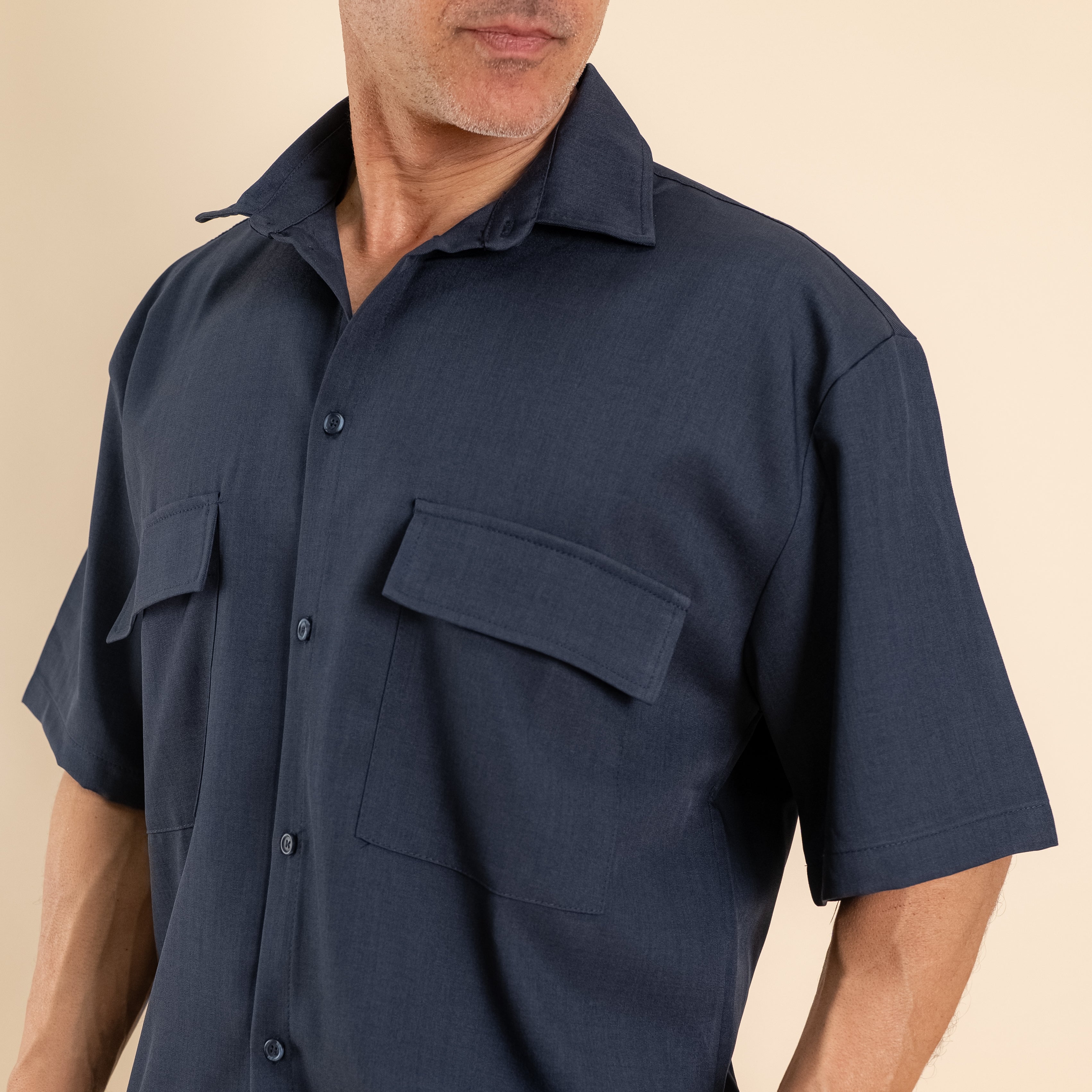 Coordinato con bermuda con lacci - Blu