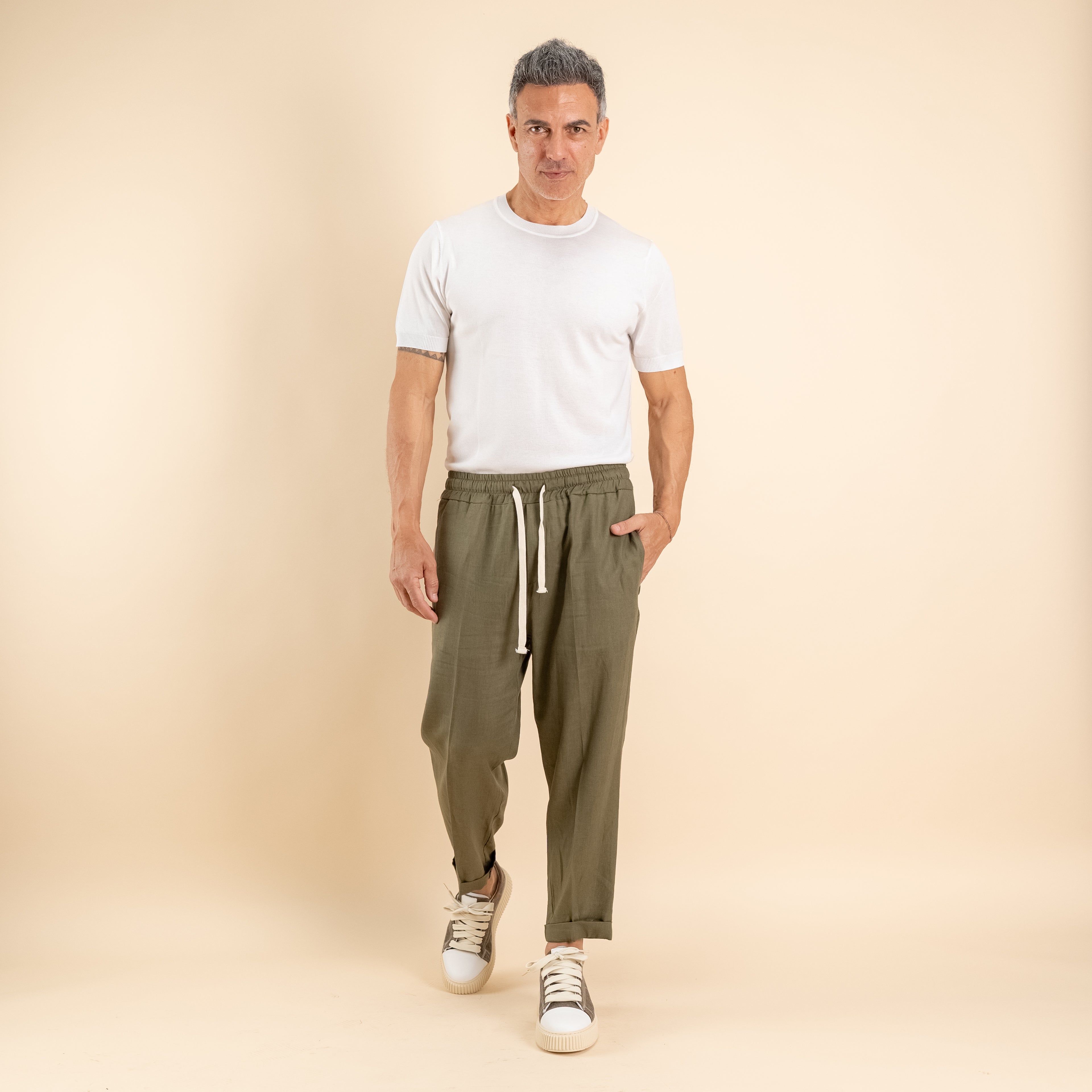 Pantalaccio in misto lino - Verde